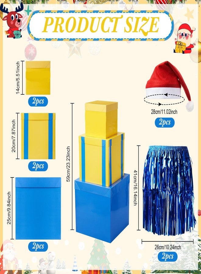ShinyMatch 10 Pcs Christmas Stackable Gift Boxes Christmas Nesting Gift Boxes with Lid Santa Claus Hat Skirt Cute Decorative Present Box for Party Supplies Decor 3 Sizes - Image 2